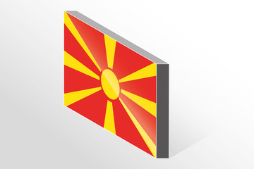 3D Isometric Flag Illustration of the country of  Macedonia