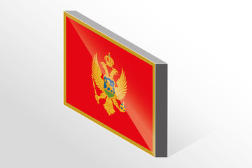 3D Isometric Flag Illustration of the country of  Montenegro