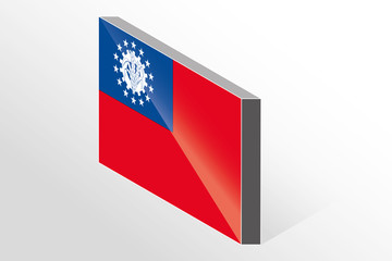 3D Isometric Flag Illustration of the country of  Myanmar