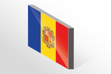 3D Isometric Flag Illustration of the country of  Andorra