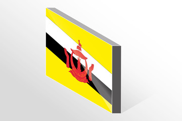 3D Isometric Flag Illustration of the country of  Brunei