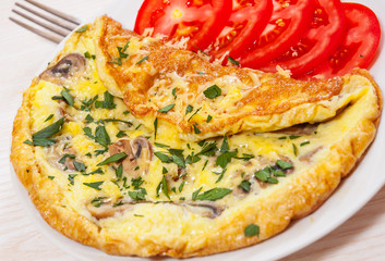 Omelet with mushrooms and cheese
