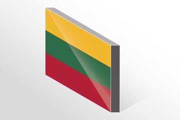 3D Isometric Flag Illustration of the country of  Lithuania