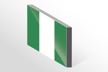 3D Isometric Flag Illustration of the country of  Nigeria