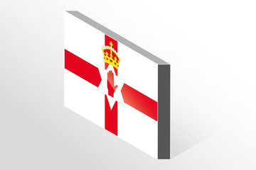 3D Isometric Flag Illustration of the country of   Northern Irel