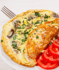 Omelet with mushrooms and cheese