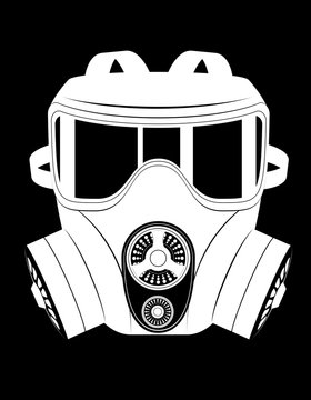 icon gas mask black and white vector illustration
