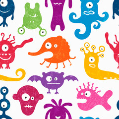 Seamless pattern with funny monsters.
