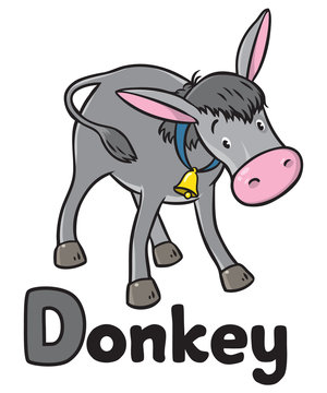 Funny gray donkey. Alphabet D
