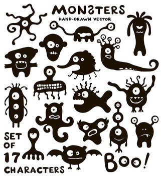 Vector set of funny monster characters.