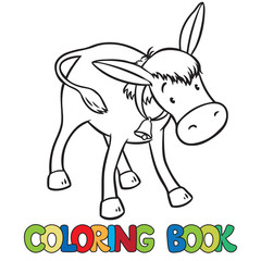 Coloring book of funny donkey 