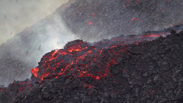 Volcano eruption. Etna eruption in July 2014