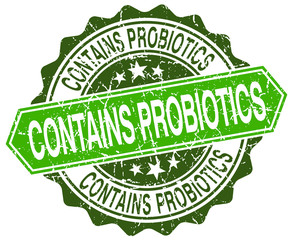 contains probiotics green round retro style grunge seal