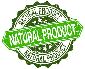 natural product green round retro style grunge seal