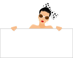 Beautiful girl with banner