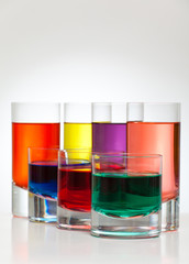 Beautiful colorful drinks back lit