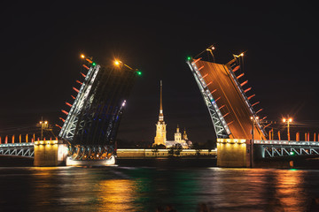 Fototapeta na wymiar Palace bridge drawing in Saint Petersburg, Russia