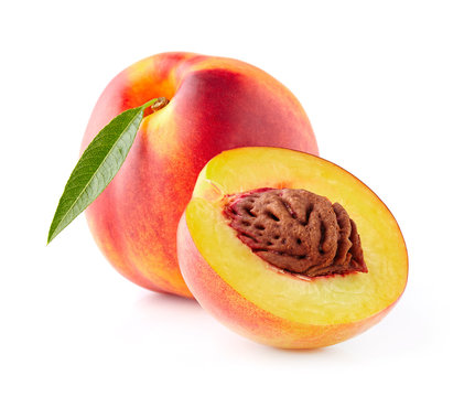Peach with leaf