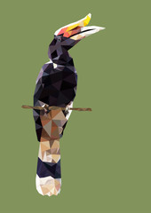 polygonal hornbill bird, animal polygon, vector illustration © plalek