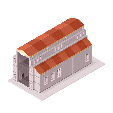 Old Factory Building - An isometric old style factory warehouse.