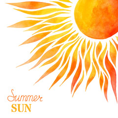 Obraz premium Watercolor summer sun background.
