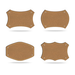 Set of leather tag on white background