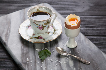 Boiled eggs and coffee