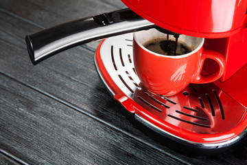 Red coffee machine