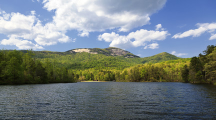 Table Rock State Park and Pinnacle Lake in South Carolina in the spring