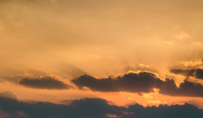 colorful dramatic sky with cloud at sunset