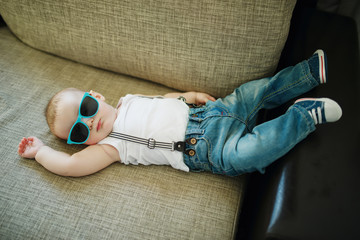 cute little boy in sunglasses