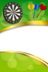 Background abstract green darts board frame vertical gold ribbon illustration vector