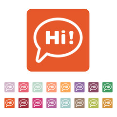 The hi icon. Greet and hello symbol. Flat