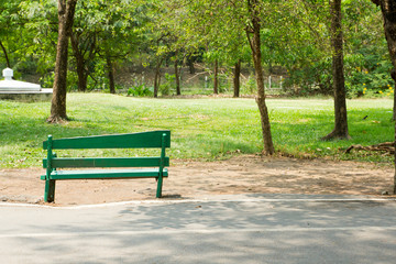 green bench in park