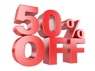 50 percent off 3d icon.
