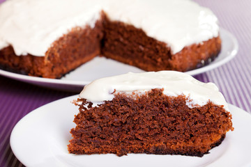 Chocolate cake with white cream