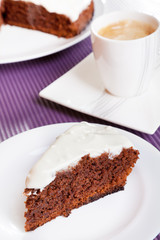 Chocolate cake with white cream