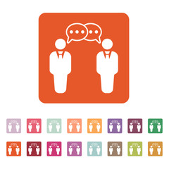 The negotiations icon. Debate and dialog, discussion, conversations symbol. Flat