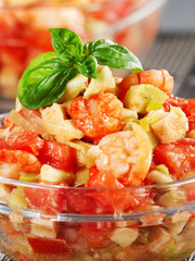 Tomato, shrimps and avocado salad