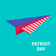 Big paper plane Patriot Day background Flat design
