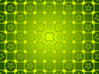 green abstract background, particles circles and squares, stars