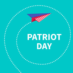 Patriot Day background Paper plane. Dash line spiral