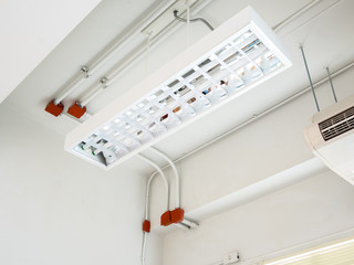 fluorescence lamp installed on ceiling