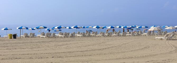 Fototapeta na wymiar Barceloneta Beach in Barcelona, Spain