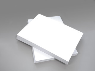 white plain office paper on gray background