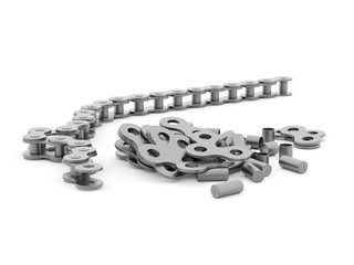 Bicycle chain rendered on white background