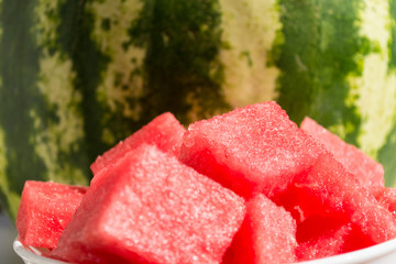 pieces watermelon in plate