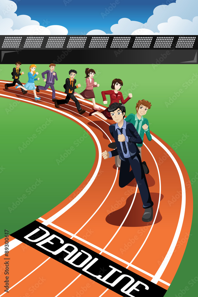 Wall mural Business People Racing Against Time