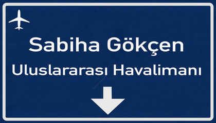 Gokcen Istanbul Turkey Airport Highway Sign