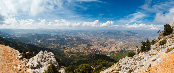 Fototapeta na wymiar panoramic view from the mountains on Sardinia